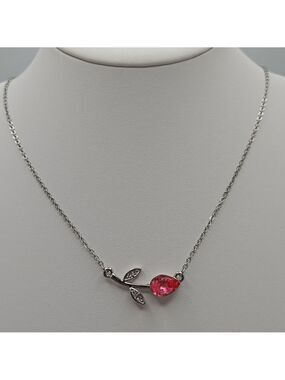 ✨2/$10✨ Pink Tulip Pendant 18K GP Necklace Flower Nature Gift